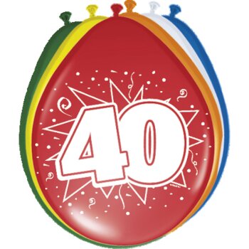 Ballon 30 cm 8 Stück - Happy Birthday 40. Geburtstag...