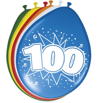 Folat 100. Geburtstag Ballons 30 cm - 8 Stück