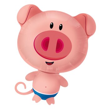 Folat Rosafarbener Folienballon Schwein - 52x78 cm