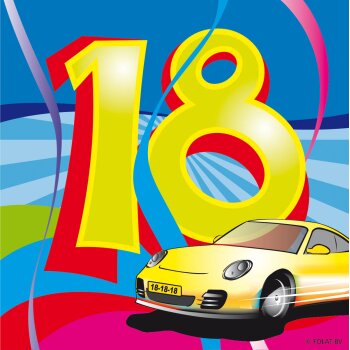 Folat 18. Geburtstag Servietten mit Wirbeln 25x25 cm - 20...