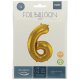 Folat Goldener Folienballon Ziffer / Zahl 6 - 86 cm