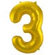 Folat Goldener Folienballon Ziffer / Zahl 3 - 86 cm