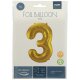 Folat Goldener Folienballon Ziffer / Zahl 3 - 86 cm