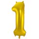 Folat Goldener Folienballon Ziffer / Zahl 1 - 86 cm
