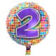 Folat fóliový balón s číslom 2, vzor kocky - 43 cm