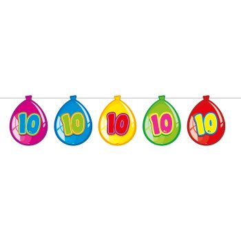Folat 10. Geburtstag Girlande mit Ballons - 10 Meter