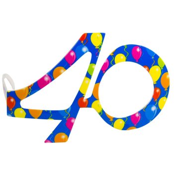 Folat 40. Geburtstag blaue Brille mit Ballons
