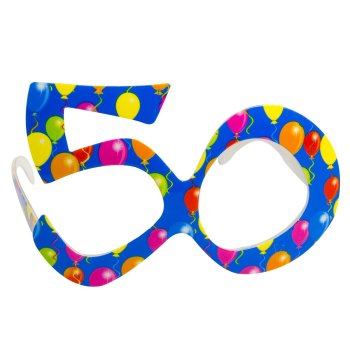 Folat 50. Geburtstag blaue Brille mit Ballons