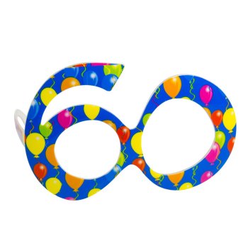 Folat 60. Geburtstag blaue Brille mit Ballons