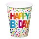 Party Pappbecher 250 ml 8 St&uuml;ck Happy B Day Dots