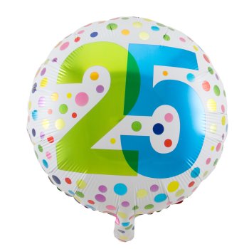 Folat 25. Geburtstag Folienballon Happy Bday Dots - 45 cm