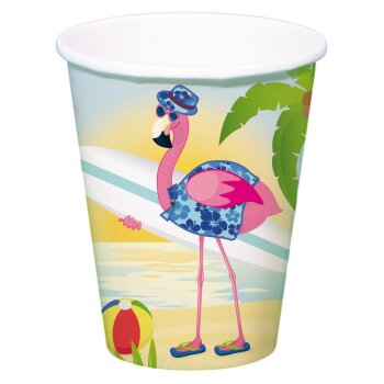 Folat Pappbecher 350ml 8 Stück Flamingo