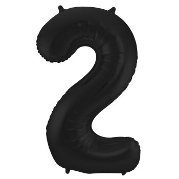 Folat Folienballon Ziffer / Zahl 2 Schwarz Metallic Matt...