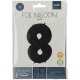 Folat Folienballon Ziffer / Zahl 8 Schwarz Metallic Matt - 86 cm