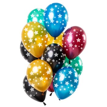 Folat Ballon 33 cm 12 Stück - Stars Metallic
