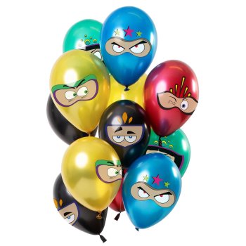 Ballon 33 cm 12 Stück - Superhelden metallic
