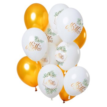 Ballon 33 cm 12 Stück - Mr & Mrs Hochzeitsballons