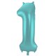 Folat Folienballon Ziffer / Zahl 1 Pastell Aqua Metallic Matt - 86 cm
