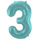 Folat Folienballon Ziffer / Zahl 3 Pastell Aqua Metallic Matt - 86 cm
