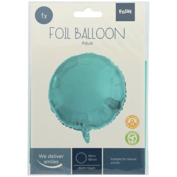 Folat Folienballon Rund Pastell Aqua Metallic Matt - 45 cm