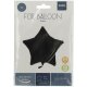 Folat Folienballon Sternförmig Schwarz Metallic Matt - 48 cm