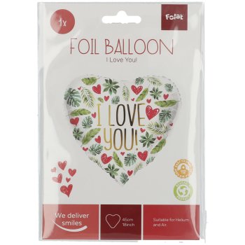 Folat Folienballon Herzform I Love You - 45 cm