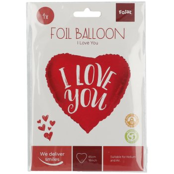 Folat Folienballon Herzform I Love You Rot - 45 cm