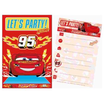 5-teiliges Party Einladungkarten-Set Cars