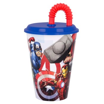Trinkbecher mit Trinkhalm 430ml "Avengers"