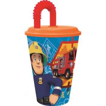Trinkbecher mit Trinkhalm 430ml "Feuerwehrman Sam"