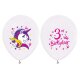 Ballon 30 cm 5 Stück - Happy Birthday Einhorn 3. Geburtstag