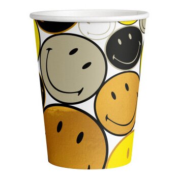 Party Pappbecher 250 ml 8 Stück Smiley