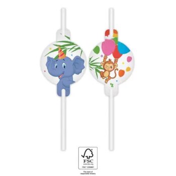 Papierstrohhalme 4er Set Jungle