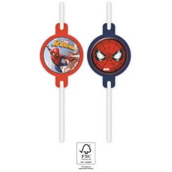 Papierstrohhalme 4er Set Spiderman