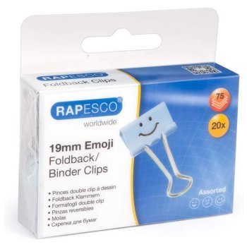 RAPESCO Foldback-Klammer, (B)19 mm, hellblau, Emoji
