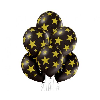 Ballon 30 cm 6 Stück - Black Star