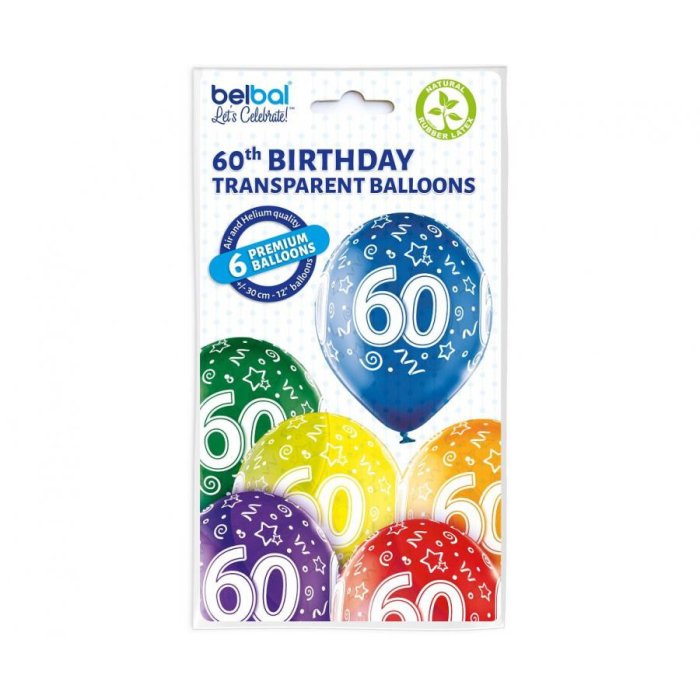 Javoli Balón 30 cm - 6 kusov - Happy Birthday - 60. narodeniny - farebný