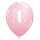 Ballon 28 cm 6 Stück - Happy Birthday 1. Geburtstag  pink