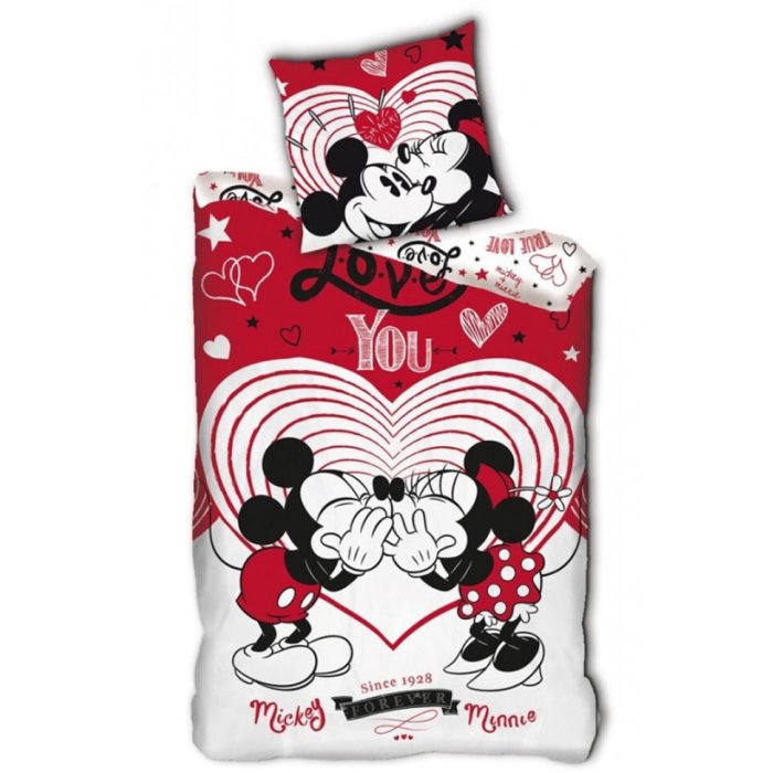 Bettwäsche 140 x 200 cm / 63 x 63 cm Polyester "Mickey Mouse & Minnie Mouse" Kiss