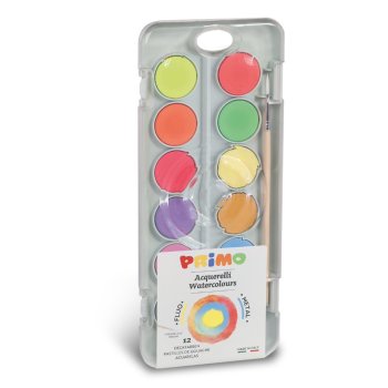 PRIMO Deckfarbenkasten 12 Farben Neon und Metallic