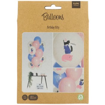 Ballon 33 cm 12 Stück - Happy Birthday Kitty