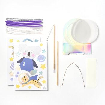 folia Laternen-Bastelset SPACE ANIMALS, metallic-irisierend