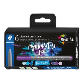 STAEDTLER Fasermaler pigment brush pen 6er Etui...