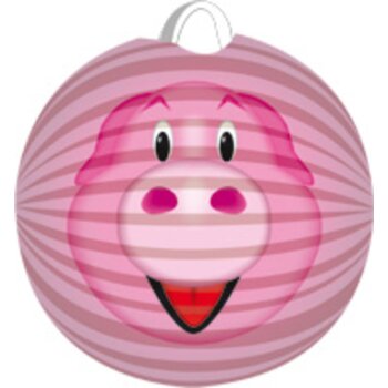 Folat Lampion / Laterne Tier Rund Schwein - 22cm