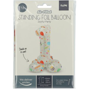 Folat Stehender Folienballon Ziffer / Zahl 1 - 72 cm...
