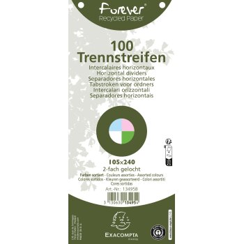 EXACOMPTA Trennstreifen Recycling, 105 x 240 mm, sortiert