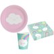 Party-Set 36-teilig &quot;Rainbow and Cloud&quot; pink, green 18 cm