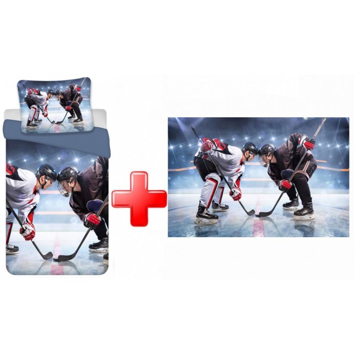Bettwäsche-Set 140 x 200 + Fleecedecke 100 x 140 "Ice Hockey"
