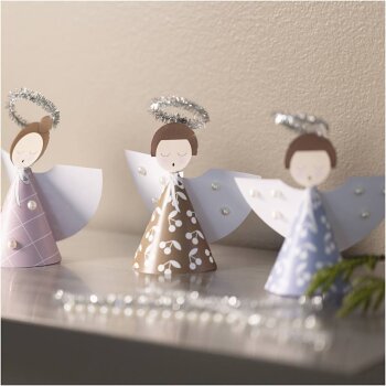 Creativ Company Mini Kreativ Set Papierdeko – 1 Pck, Engel, Sortierte Farben