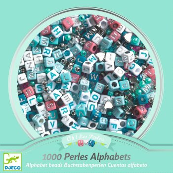 DJECO Fadenkunst und Perlen Alphabet Perlen silber